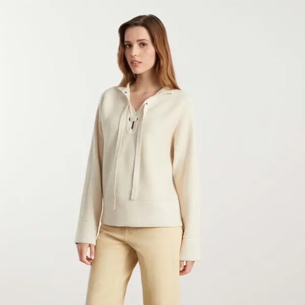 Everlane The Lace Up Smock Off-White Knit Sweater